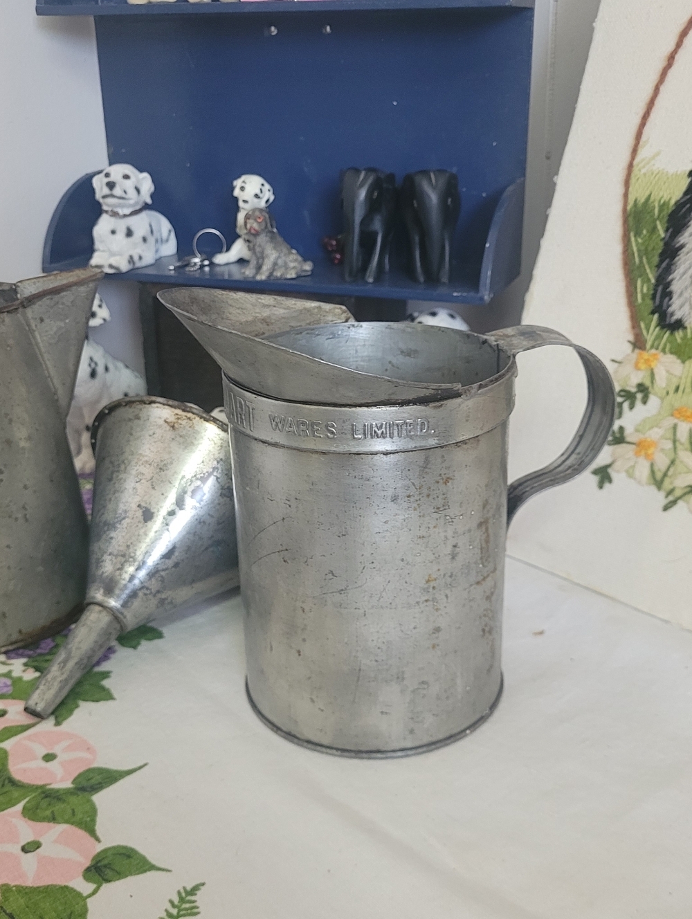 Vintage Metal Measuring Pitcher - Industrial Silver Finish
